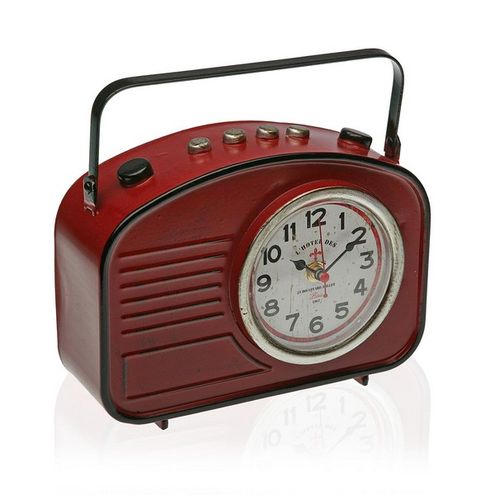 Stolné hodiny retro rádio, červené